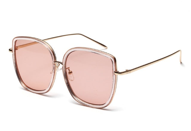 Big Square Sunglasses Women Transparent Frame Ocean Color Lens Glasses Vintage Sunglasses