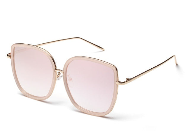 Big Square Sunglasses Women Transparent Frame Ocean Color Lens Glasses Vintage Sunglasses