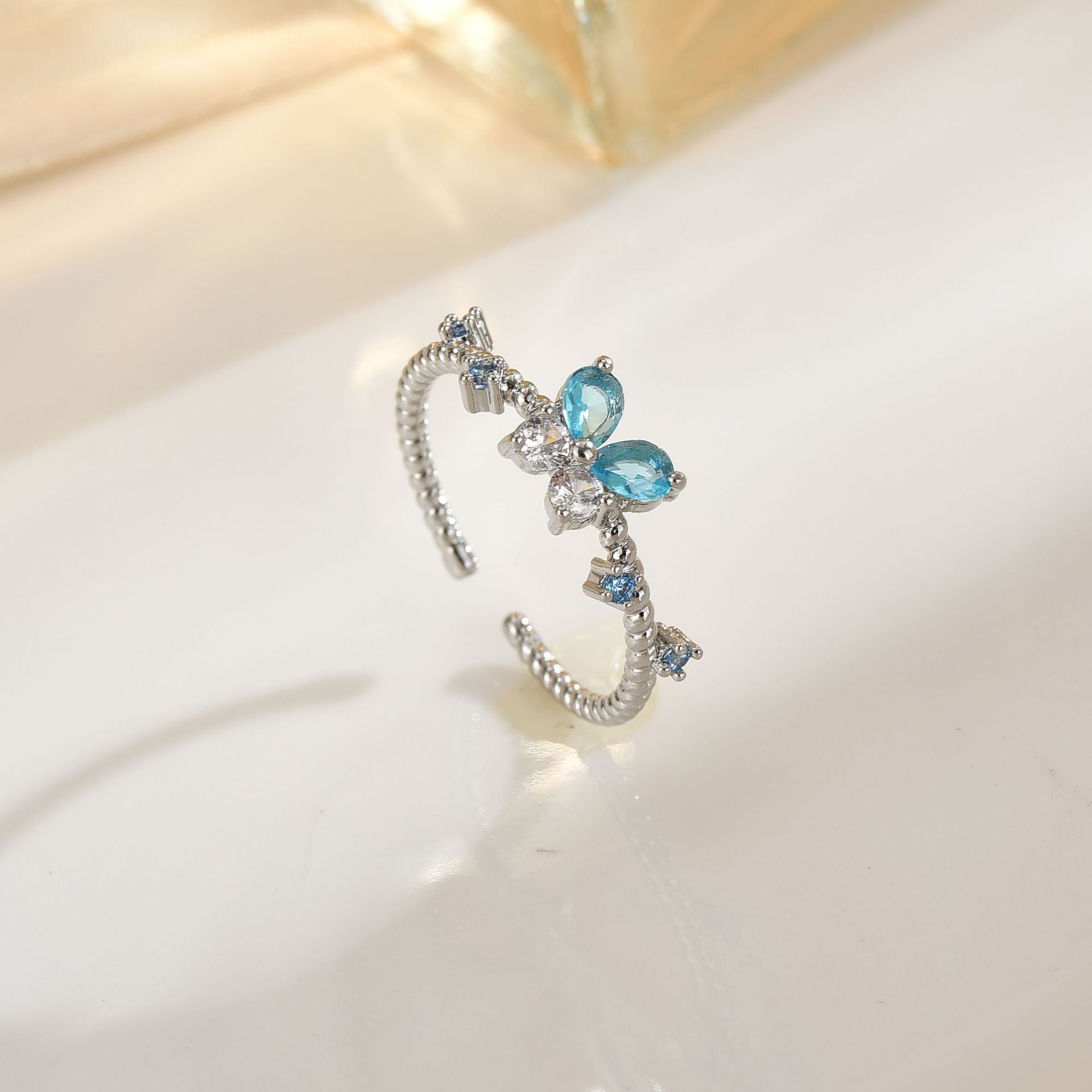 Fashionable All-match French Simplicity Butterfly Adjustable Ring For Women