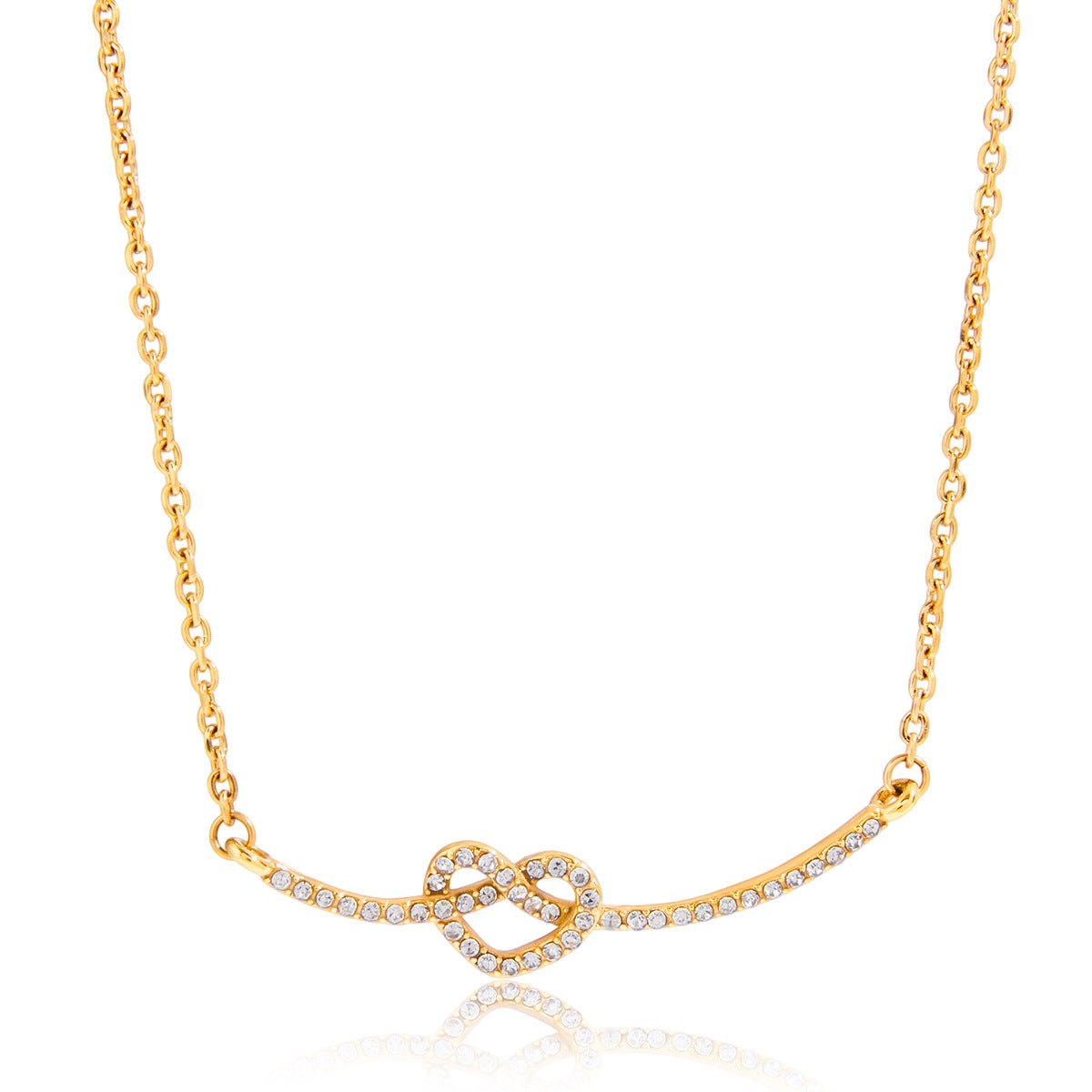 Women's Titanium Steel Rhinestone Heart Necklace Pendant