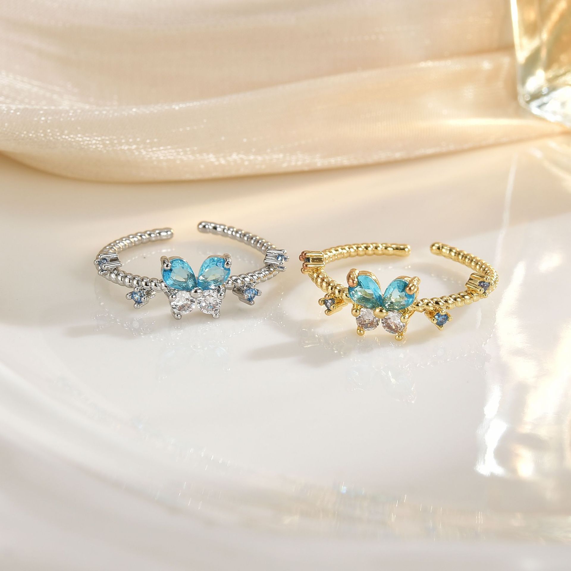 Fashionable All-match French Simplicity Butterfly Adjustable Ring For Women