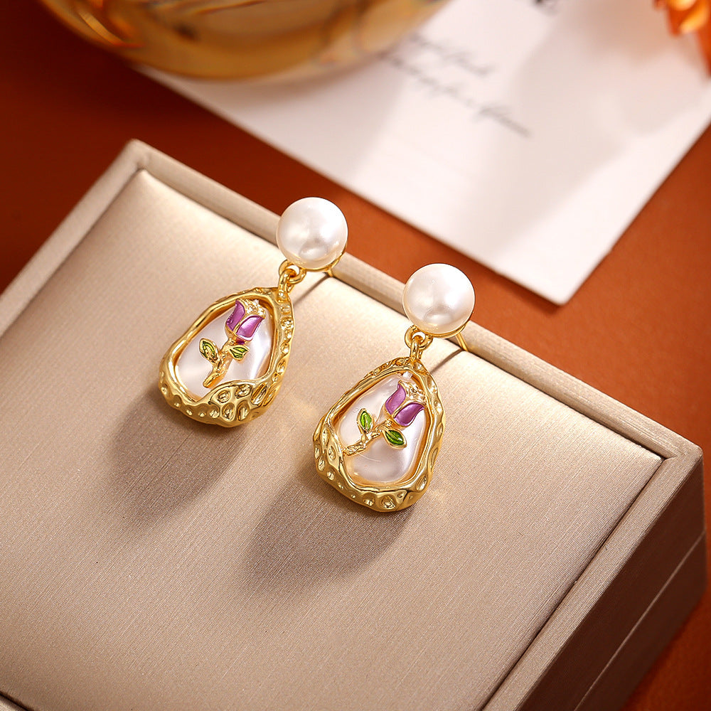 Baroque Pearl Stud Earrings High-grade Exquisite Elegant Graceful