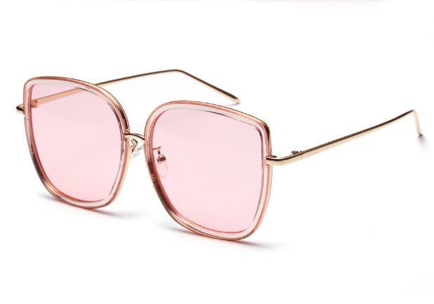 Big Square Sunglasses Women Transparent Frame Ocean Color Lens Glasses Vintage Sunglasses
