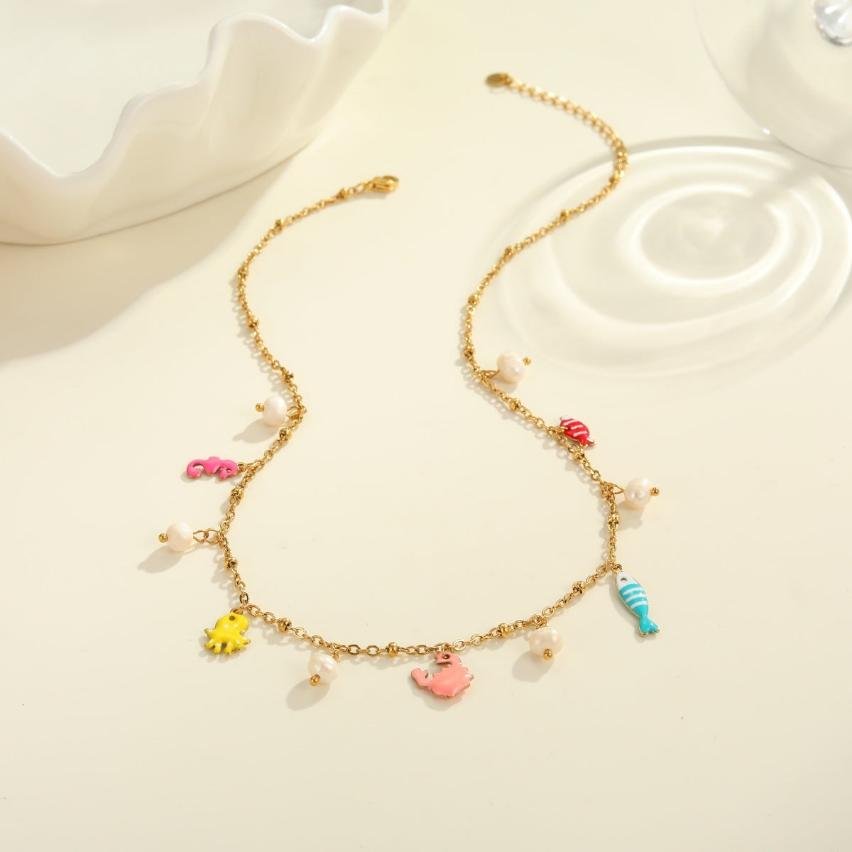 Pendant Vacation Style Stainless Steel Necklace Dopamine Titanium Steel Bracelet Design Sense