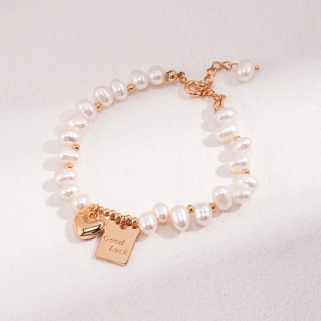 Artificial Pearl Lucky Square Plate Heart Bracelet Partysu Temperamental Advanced
