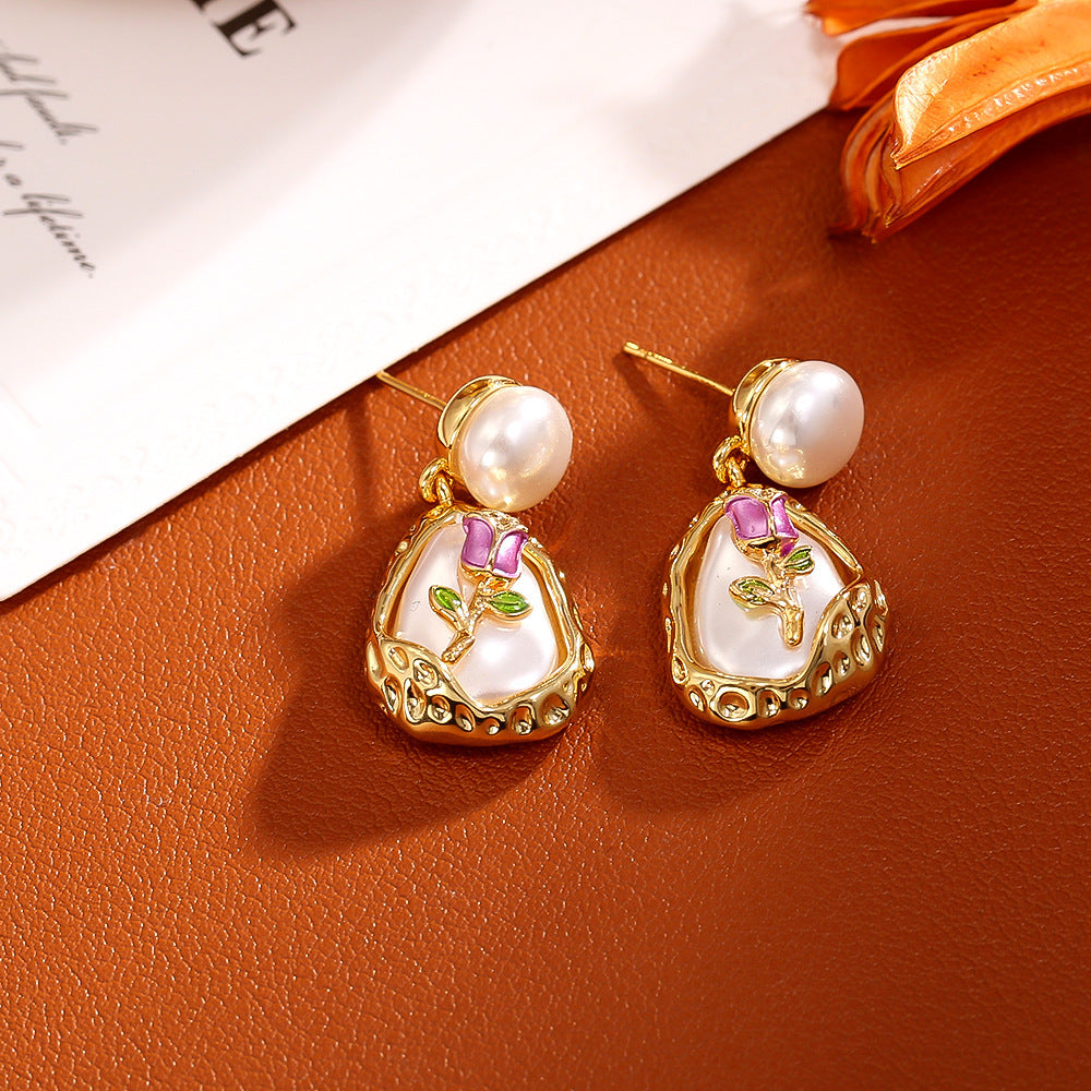 Baroque Pearl Stud Earrings High-grade Exquisite Elegant Graceful