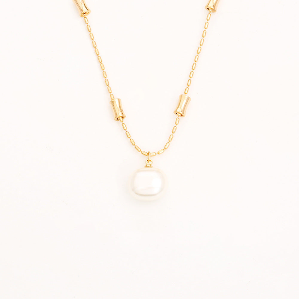 Sugar Pearl Bamboo Necklace High-end Simple Stud Earrings