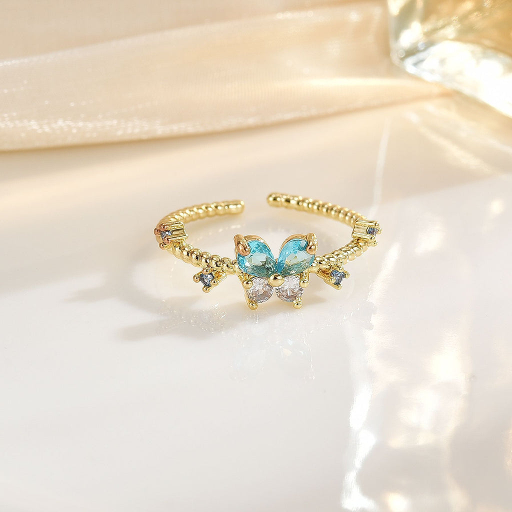 Fashionable All-match French Simplicity Butterfly Adjustable Ring For Women