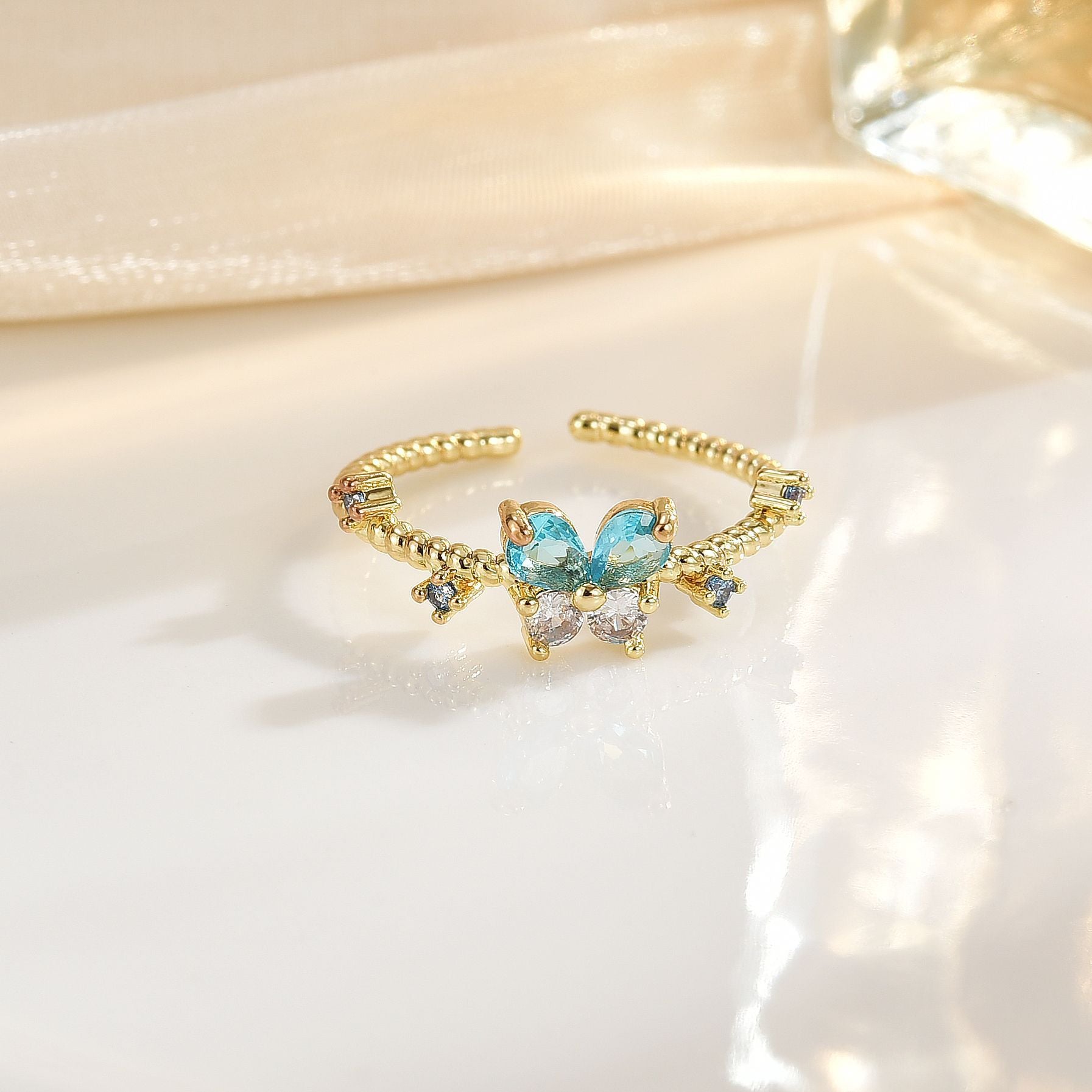 Fashionable All-match French Simplicity Butterfly Adjustable Ring For Women