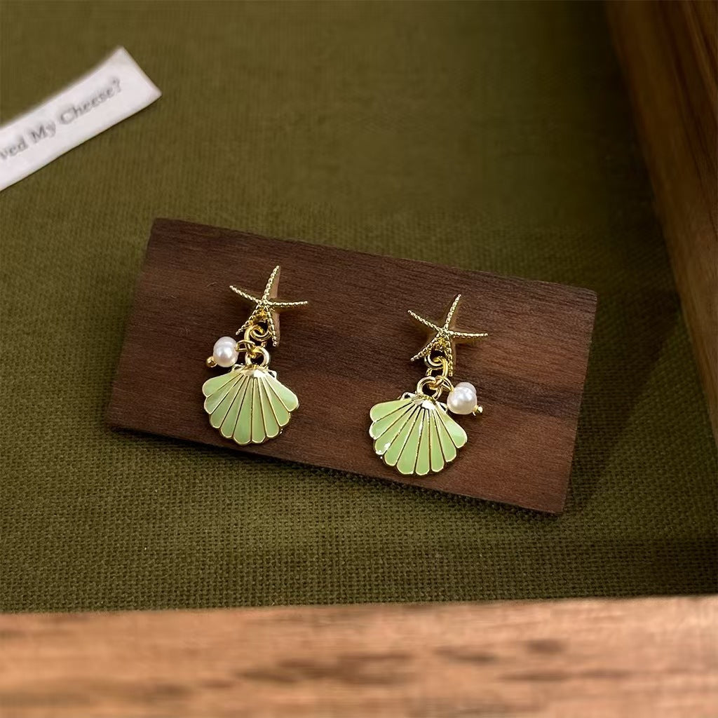 Fresh And Cute 14K Creative Design Feeling Starfish Shell Earrings