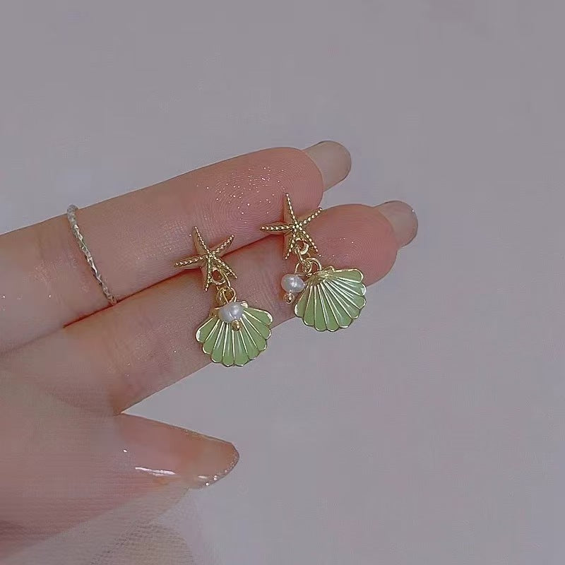 Fresh And Cute 14K Creative Design Feeling Starfish Shell Earrings