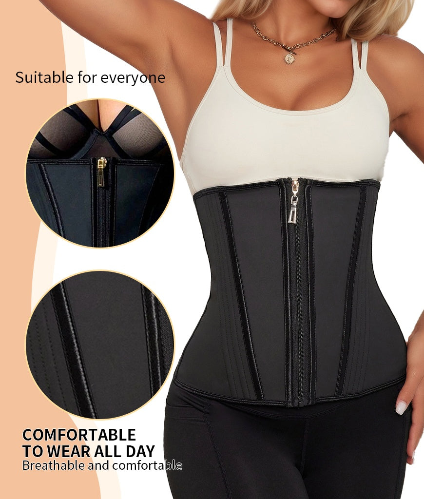 Waist Trainer For Women Latex Sport Underbust Steel Boned Corset Shapewear With Zipper Hook Shapewear Double Control Body Shaper Workout Fajas Colombianas Moldeadoras Stomach Strapless Shapewear