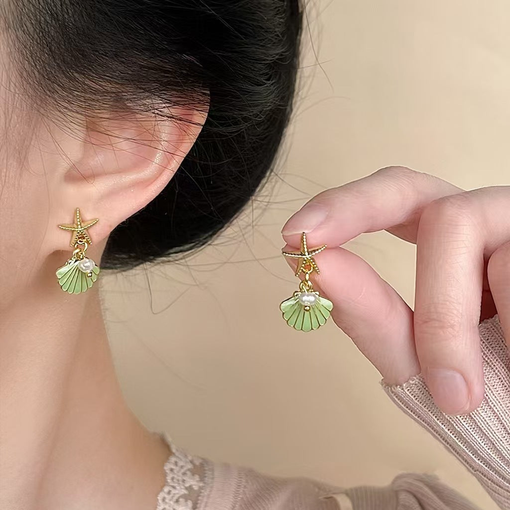 Fresh And Cute 14K Creative Design Feeling Starfish Shell Earrings