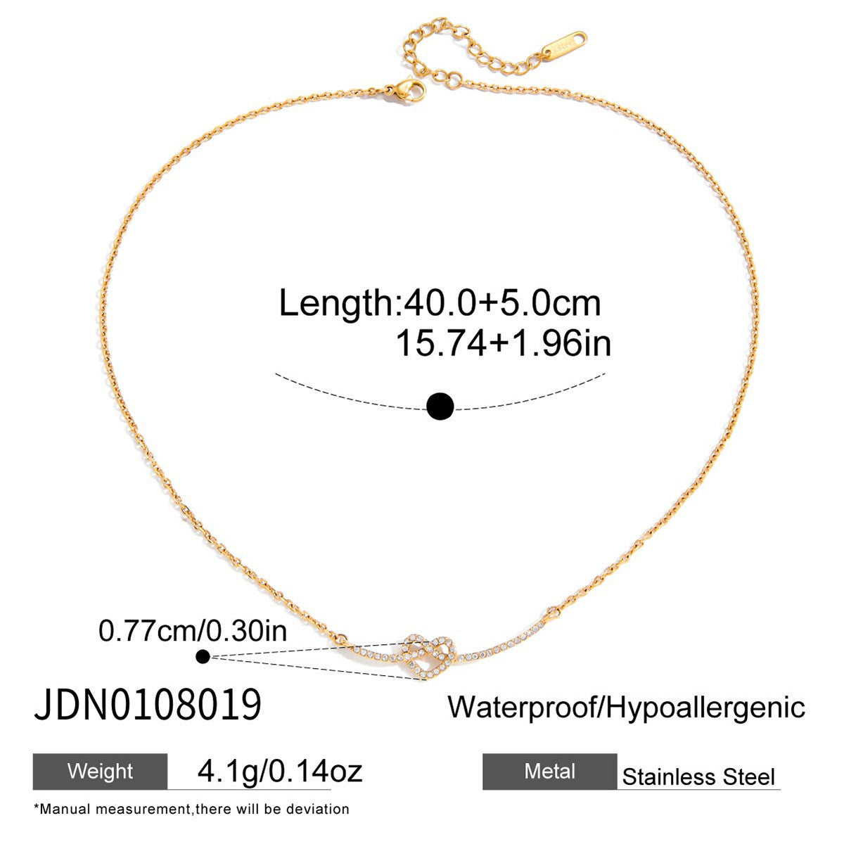Women's Titanium Steel Rhinestone Heart Necklace Pendant