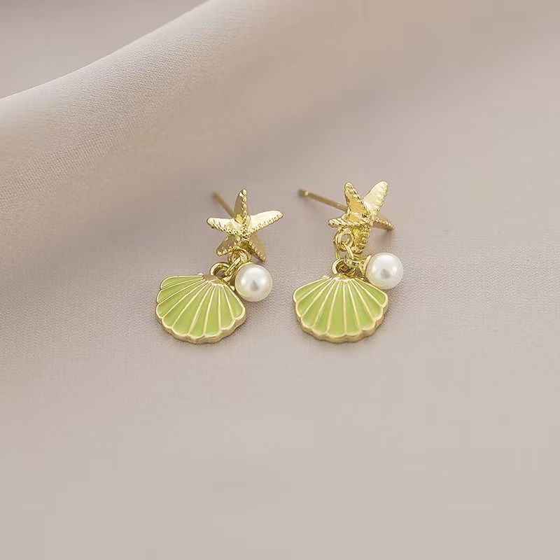 Fresh And Cute 14K Creative Design Feeling Starfish Shell Earrings