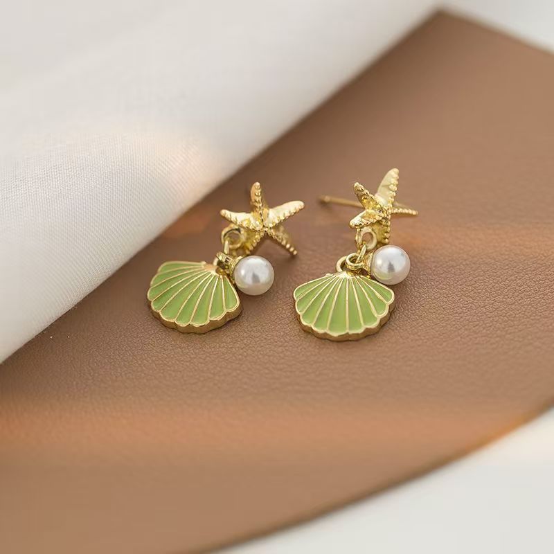 Fresh And Cute 14K Creative Design Feeling Starfish Shell Earrings
