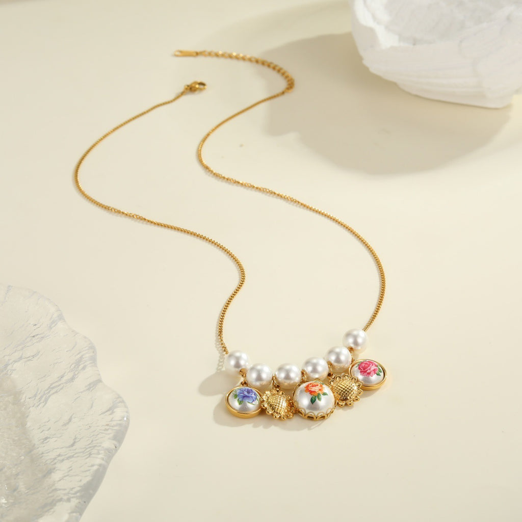 Vintage Sunflower Flower Stainless Steel Necklace